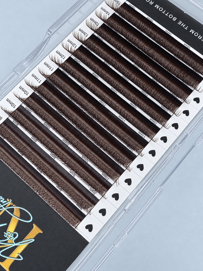 Extensiones W4 Brown | Curva C · 0.07 mm · Mix 8–15 mm